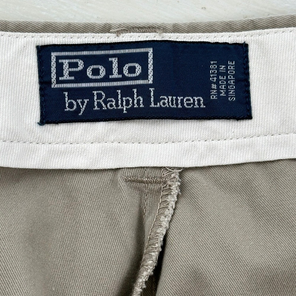 VTG Polo Ralph Lauren Relaxed Pleated Chino Pants Mens 37x32 Cuffed Khaki Beige - Picture 5 of 8